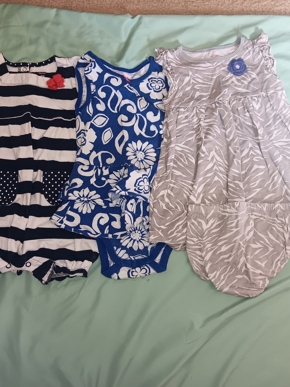 Carter's Navy White Pink Striped Baby Bottoms.         76